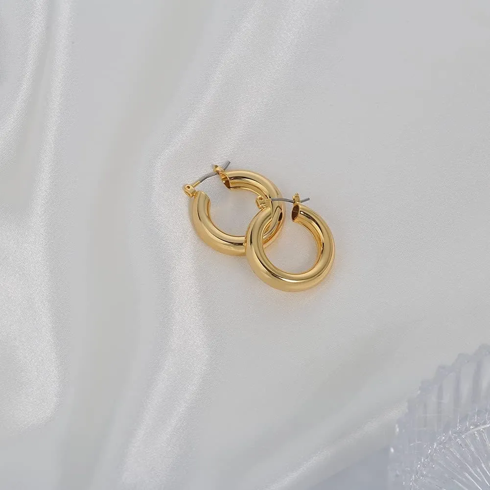 LILIE&WHITE Chunky Gold Hoop Earrings for Women Cute Fashion Hypoallergenic earrings Minimalist Jewelry Gift
