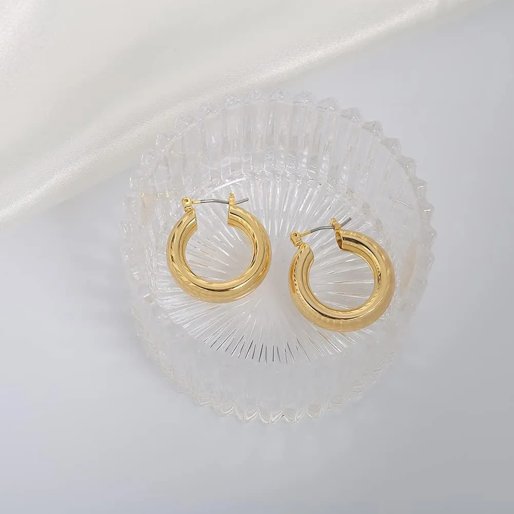 LILIE&WHITE Chunky Gold Hoop Earrings for Women Cute Fashion Hypoallergenic earrings Minimalist Jewelry Gift