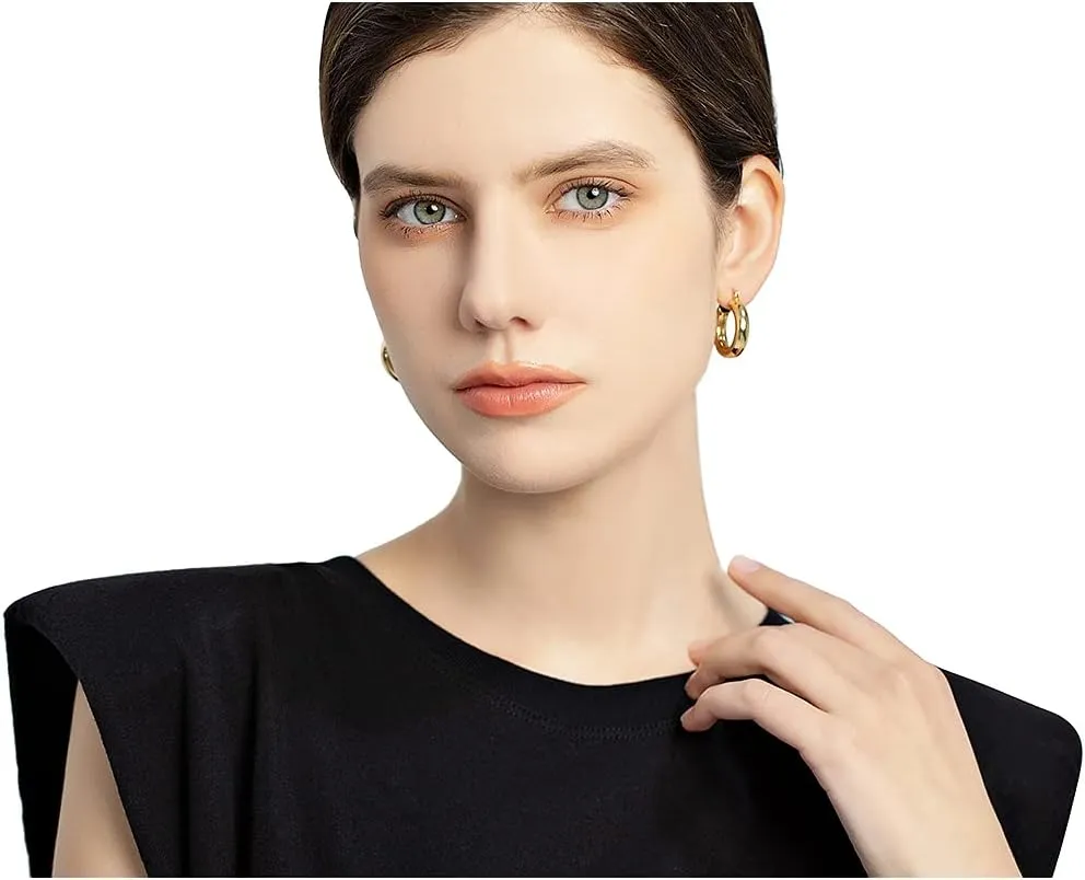 LILIE&WHITE Chunky Gold Hoop Earrings for Women Cute Fashion Hypoallergenic earrings Minimalist Jewelry Gift