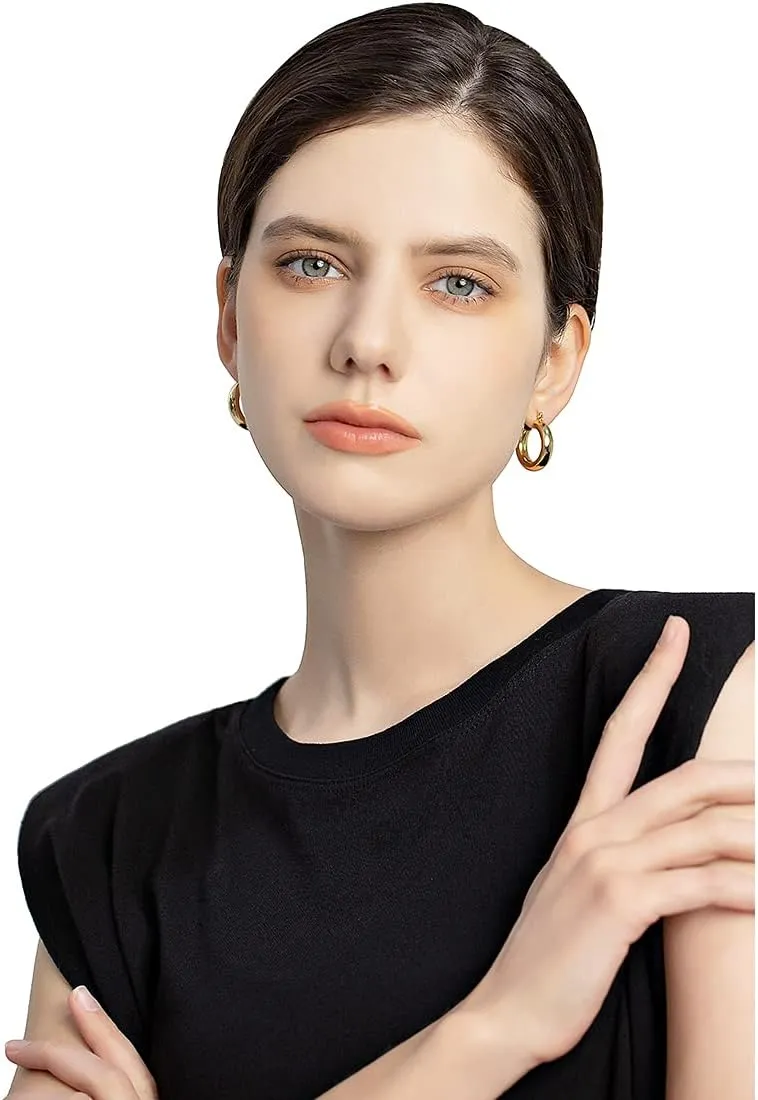 LILIE&WHITE Chunky Gold Hoop Earrings for Women Cute Fashion Hypoallergenic earrings Minimalist Jewelry Gift