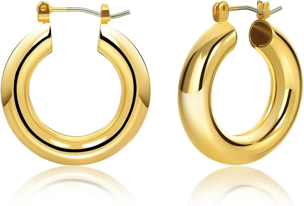 LILIE&WHITE Chunky Gold Hoop Earrings for Women Cute Fashion Hypoallergenic earrings Minimalist Jewelry Gift