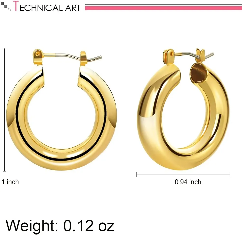 LILIE&WHITE Chunky Gold Hoop Earrings for Women Cute Fashion Hypoallergenic earrings Minimalist Jewelry Gift