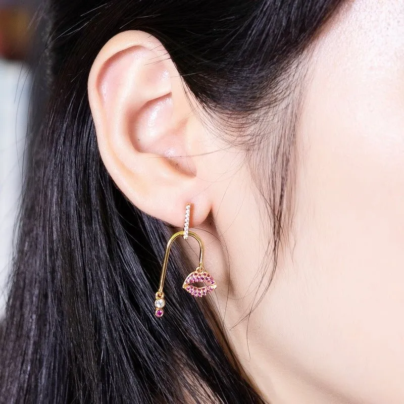 Lipstick Kisses Stud Drop Earrings