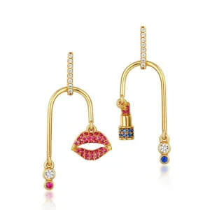 Lipstick Kisses Stud Drop Earrings