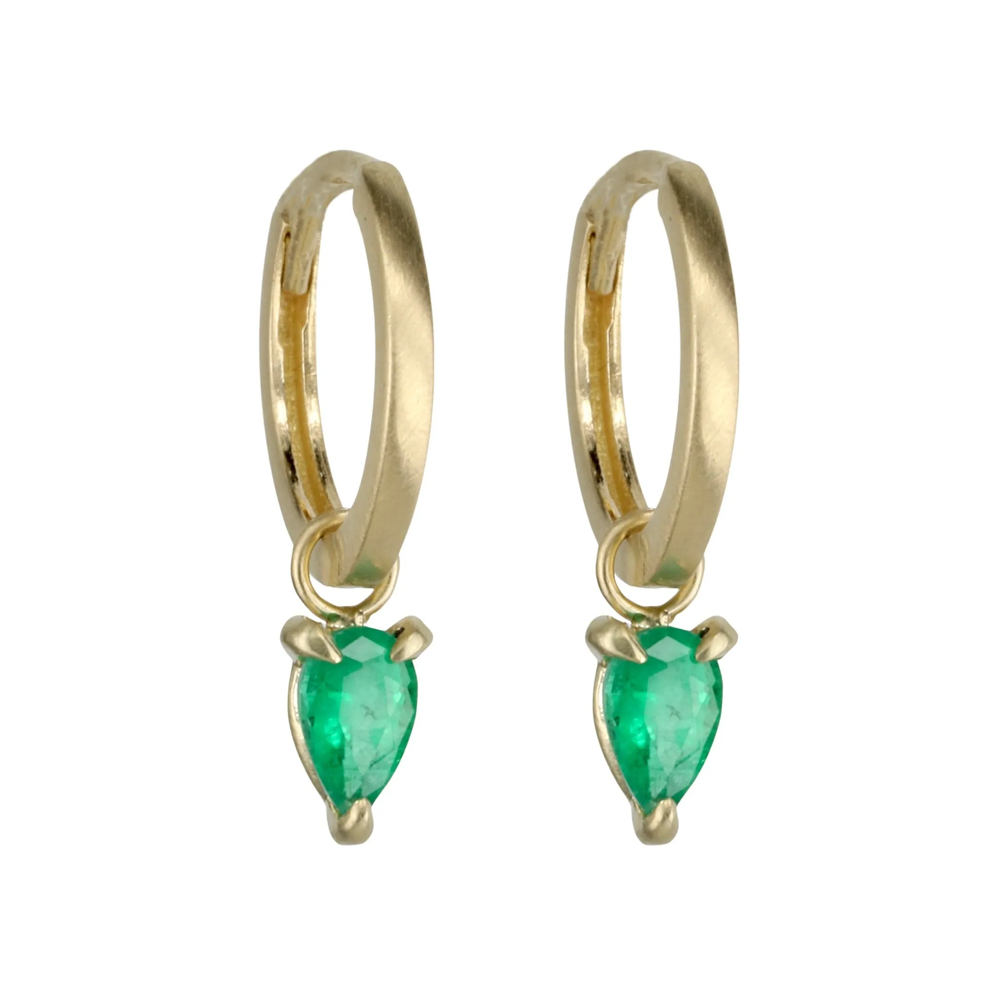 Matte Gold Kinsley Emerald Drop Huggie Hoop