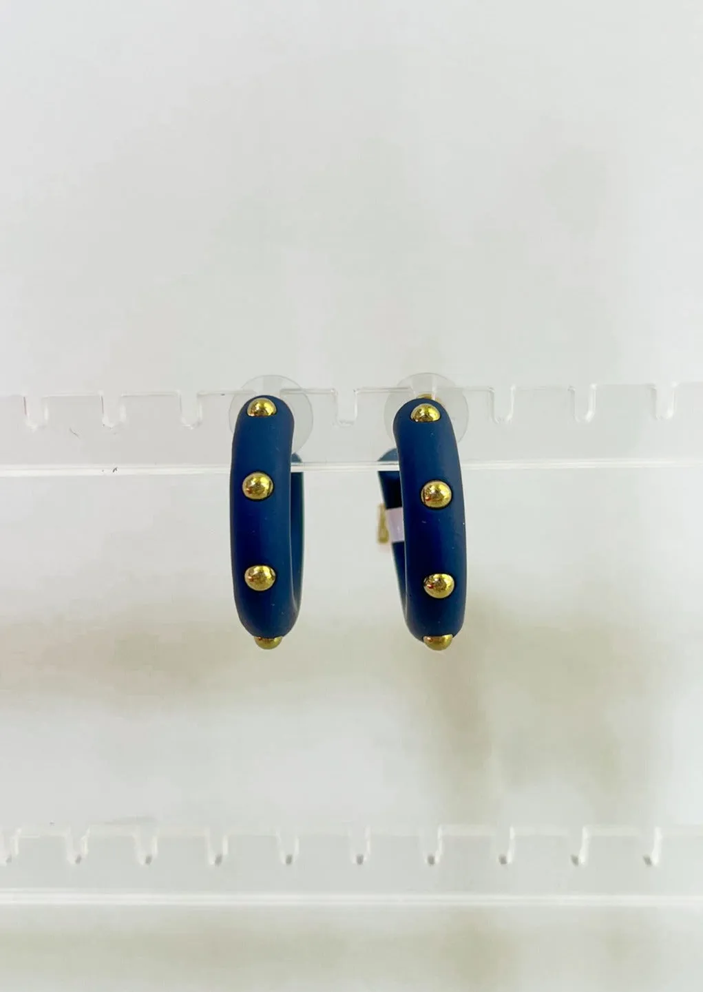 Medium Candace Hoops - Navy
