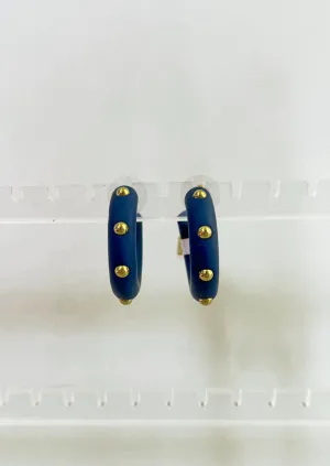 Medium Candace Hoops - Navy
