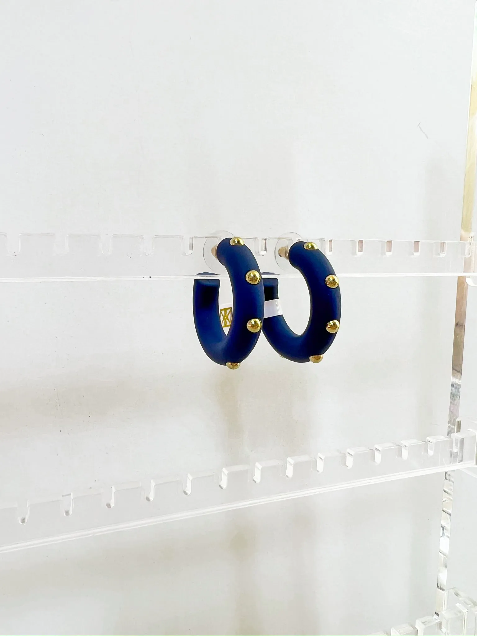 Medium Candace Hoops - Navy