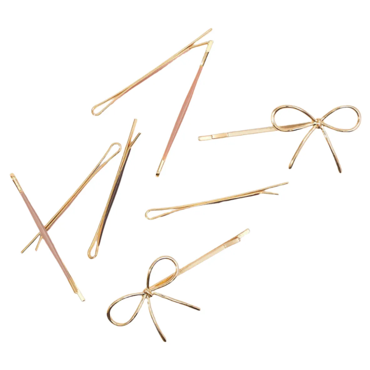 Metal Enamel Cloud & Bow Bobby Pins 8pc Set - Rosewood