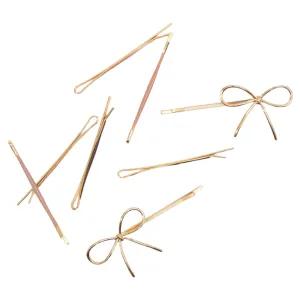 Metal Enamel Cloud & Bow Bobby Pins 8pc Set - Rosewood