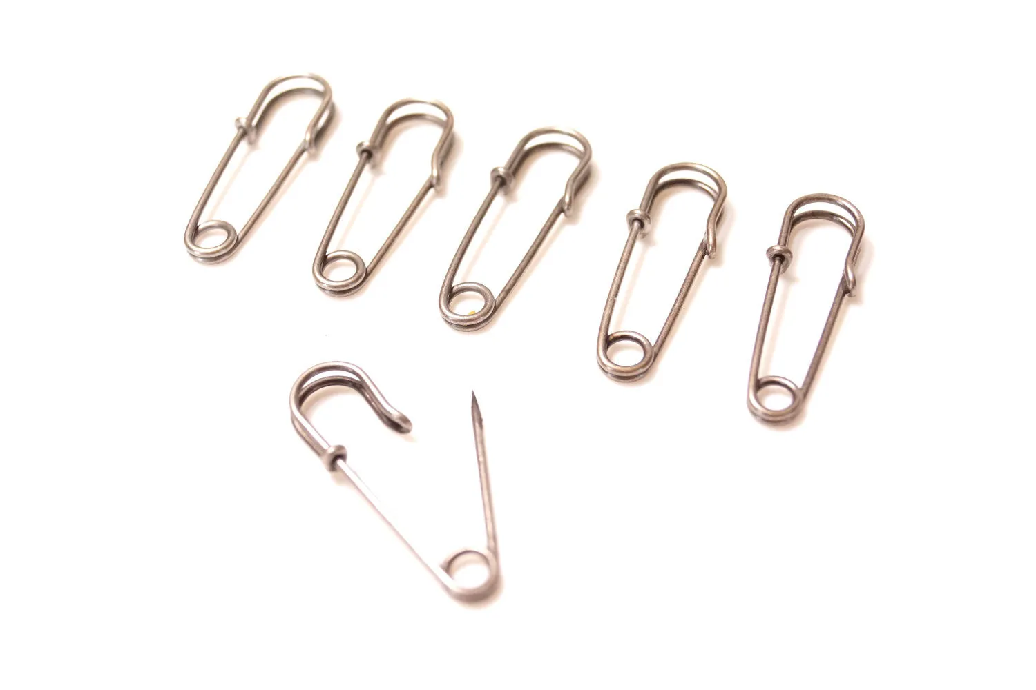 Metal Laundry Pin Style Pins in Antique Silver Finish (Set of 6)