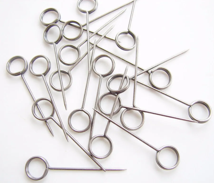 Metal Memo Pins in Antique Silver Finish (Set of 20)