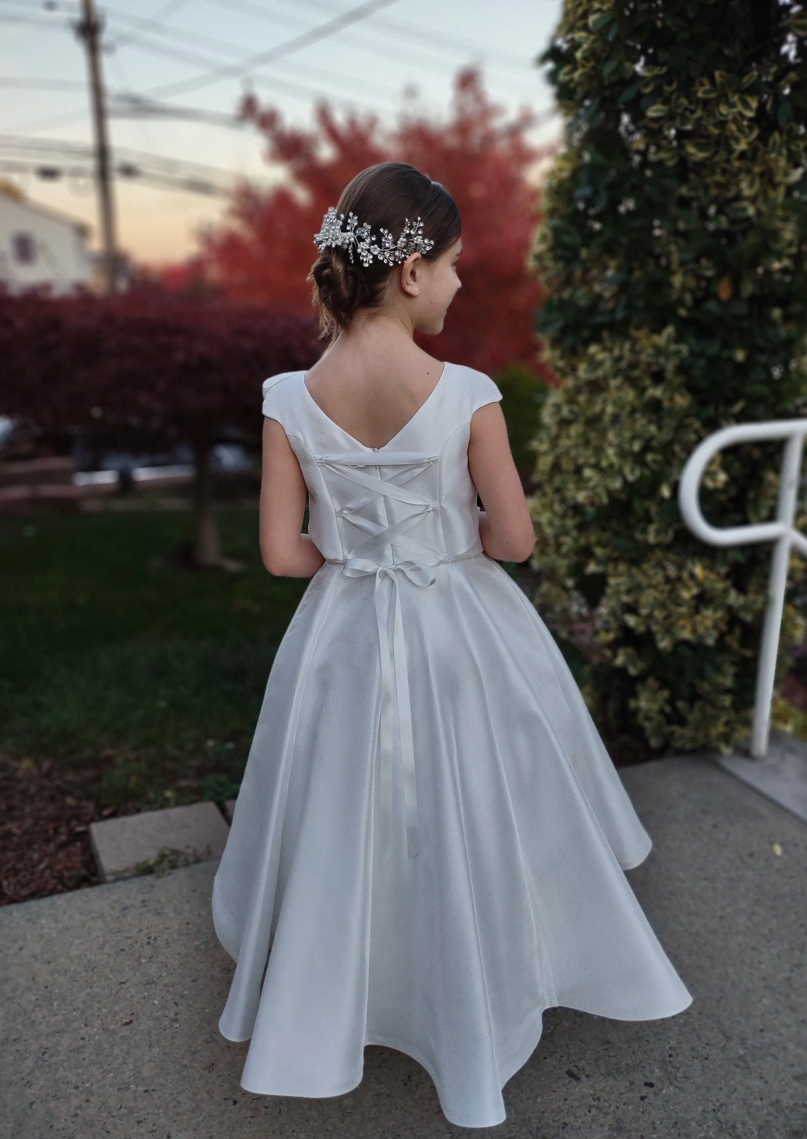 Michelina Bimbi Communion Gown with Asymmetrical Pleating J3207