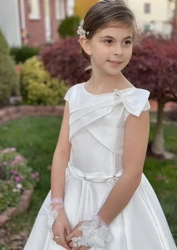 Michelina Bimbi Communion Gown with Asymmetrical Pleating J3207