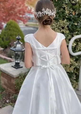 Michelina Bimbi Communion Gown with Asymmetrical Pleating J3207