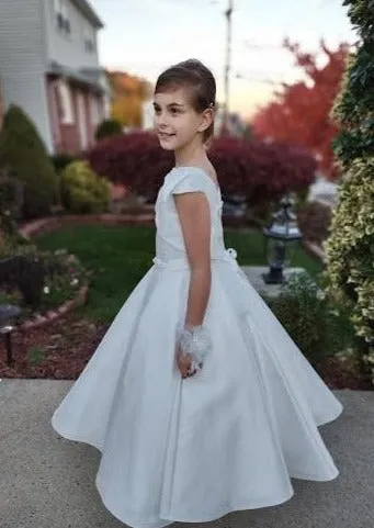 Michelina Bimbi Communion Gown with Asymmetrical Pleating J3207