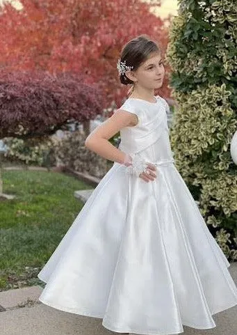 Michelina Bimbi Communion Gown with Asymmetrical Pleating J3207