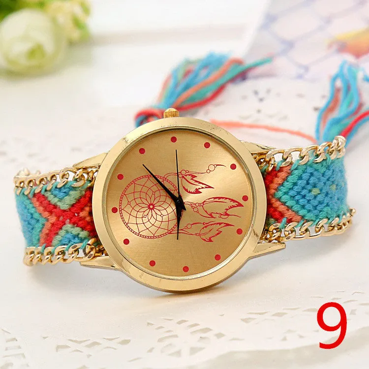 Mori Girl style women wristwatch New Brand gold dress watch Handmade Braided Friendship Bracelet Watch ladies Quarzt Watch