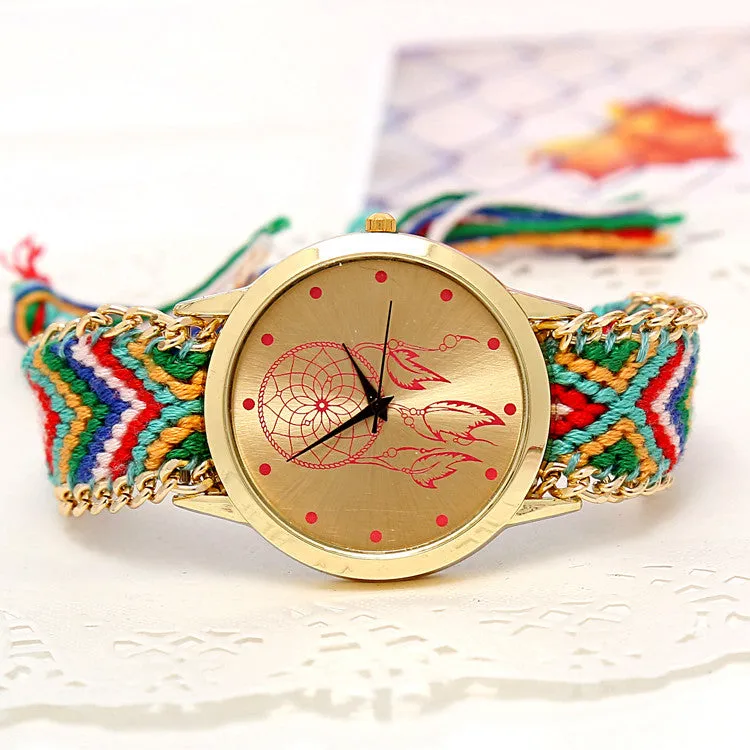 Mori Girl style women wristwatch New Brand gold dress watch Handmade Braided Friendship Bracelet Watch ladies Quarzt Watch