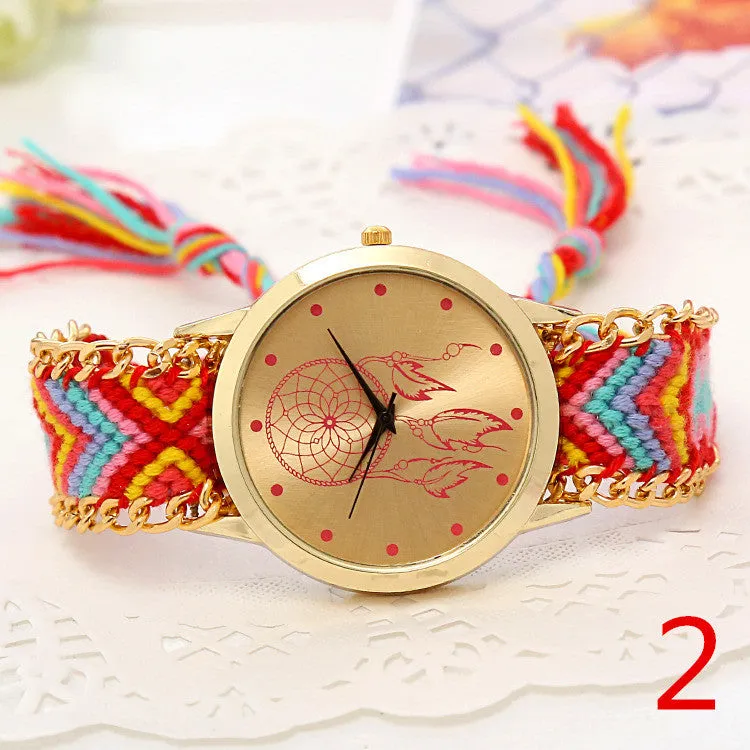 Mori Girl style women wristwatch New Brand gold dress watch Handmade Braided Friendship Bracelet Watch ladies Quarzt Watch