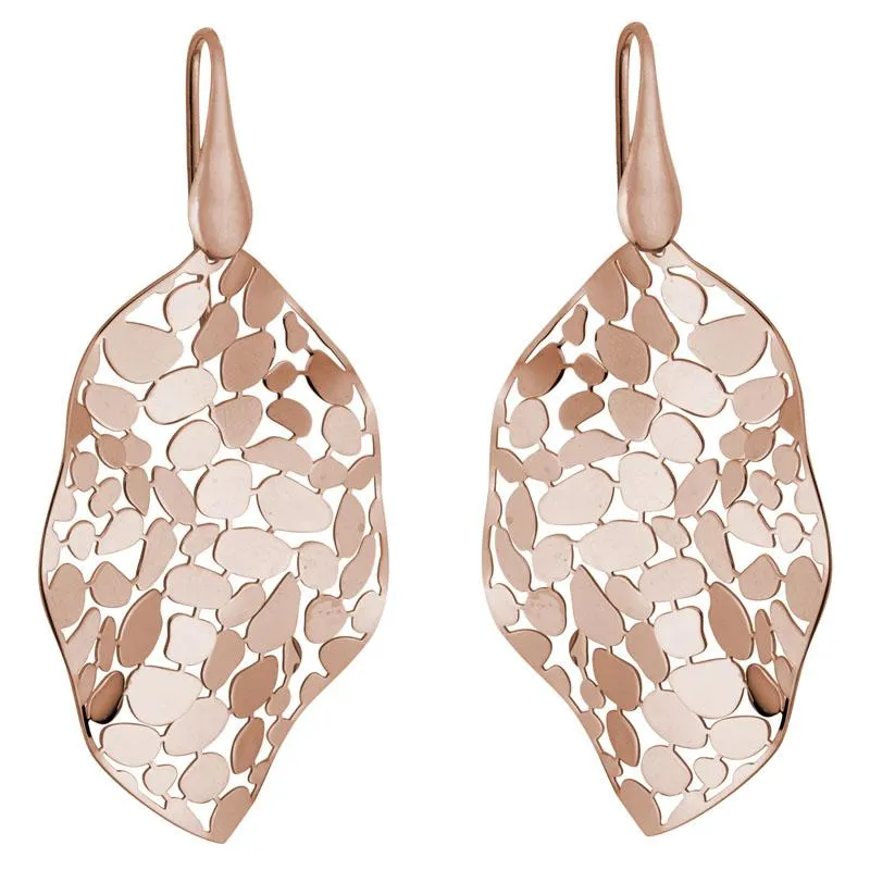 Mosaic Leaf Dangle Earrings-Rose