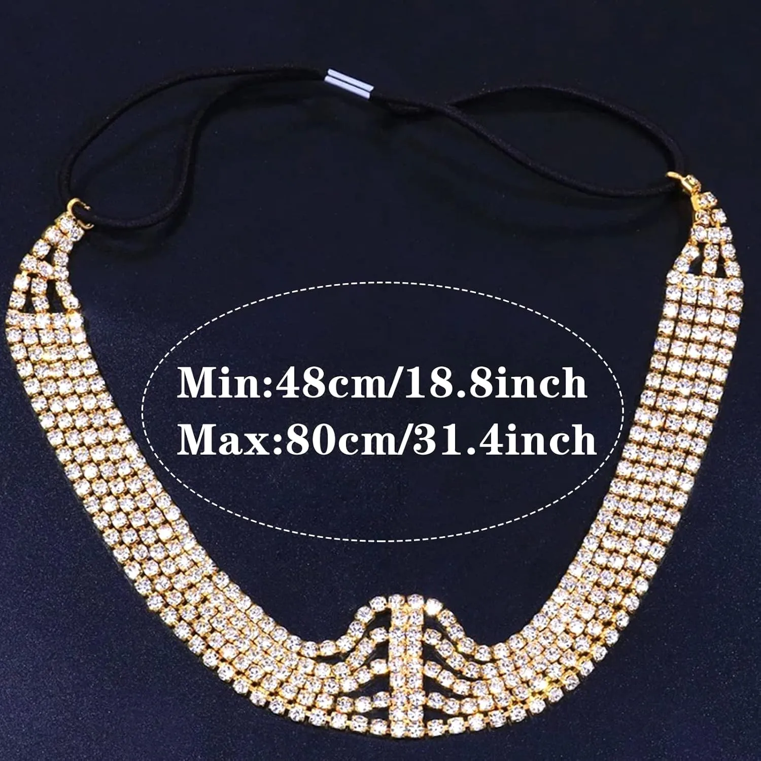 NAISKA Gold Crystal Rhinestone Head Chain Multi Layered Elastic Headband Wedding Party Bridal Headpieces Forehead Headband Hair Jewelry for Women and Girls
