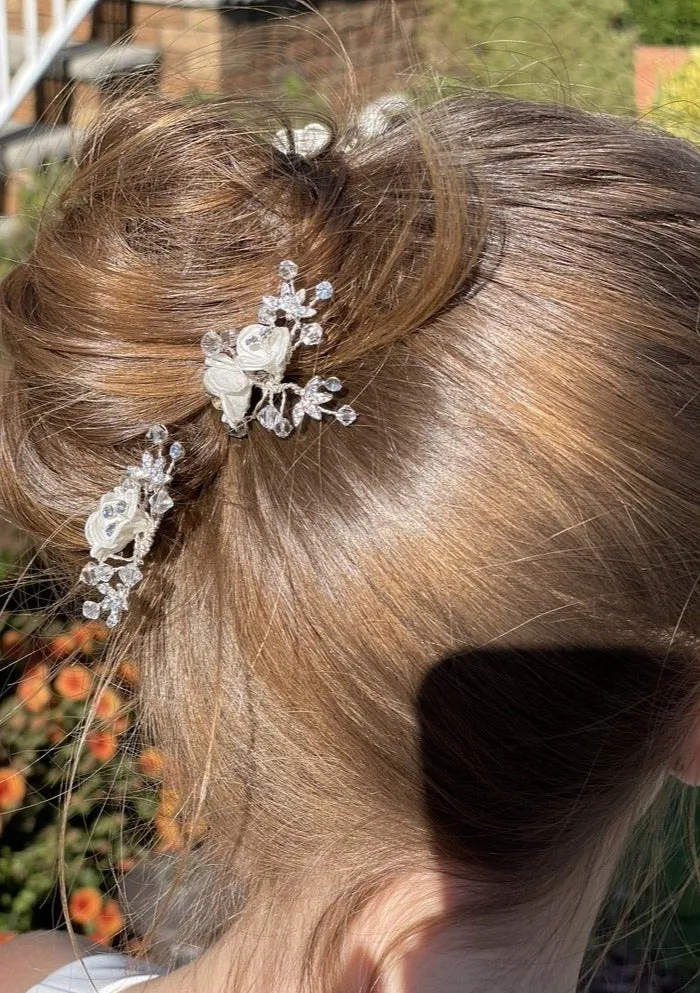 Nan & Jan Flower and Rhinestone Rose Pins