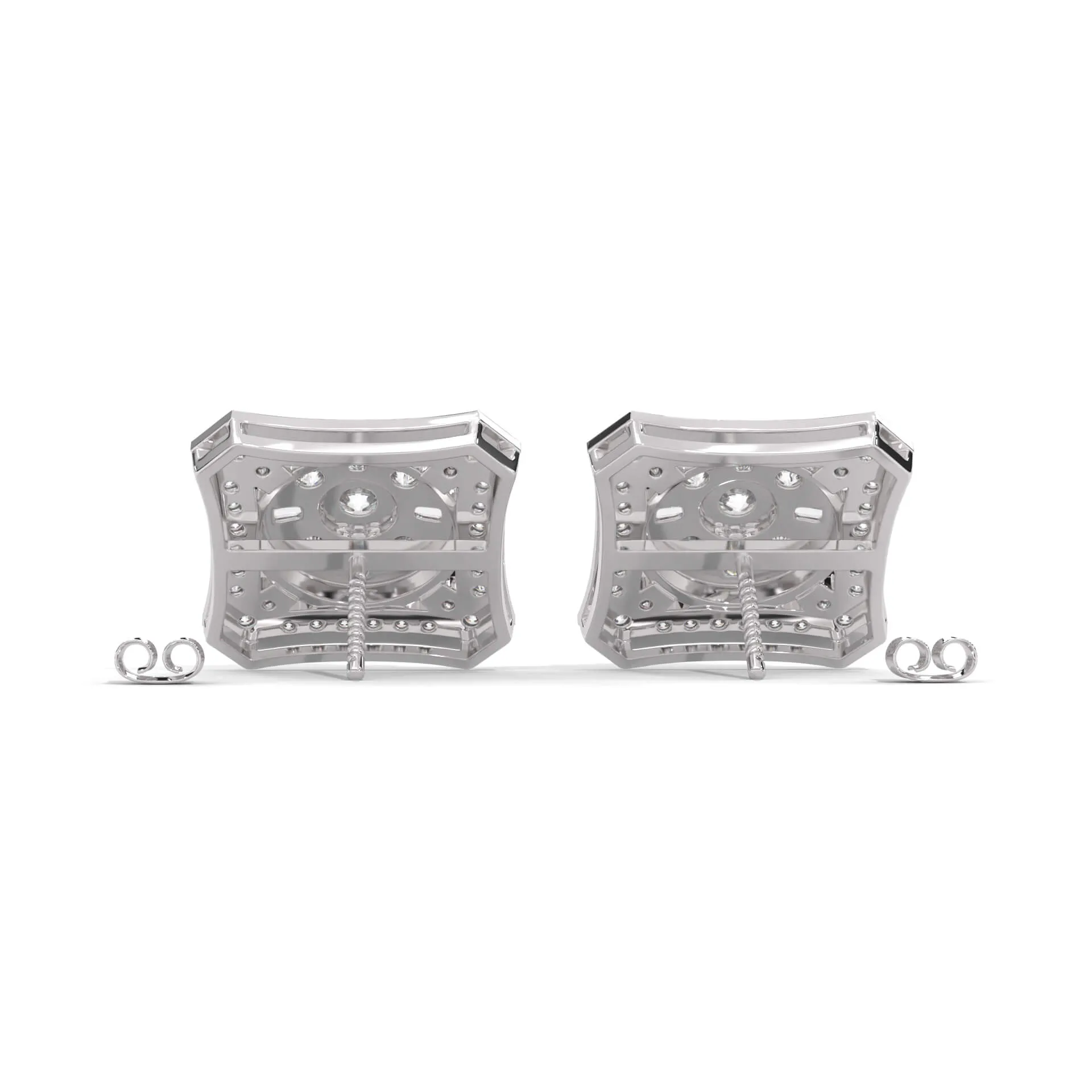 Natural Diamond Stud Earrings in 925 Sterling Silver