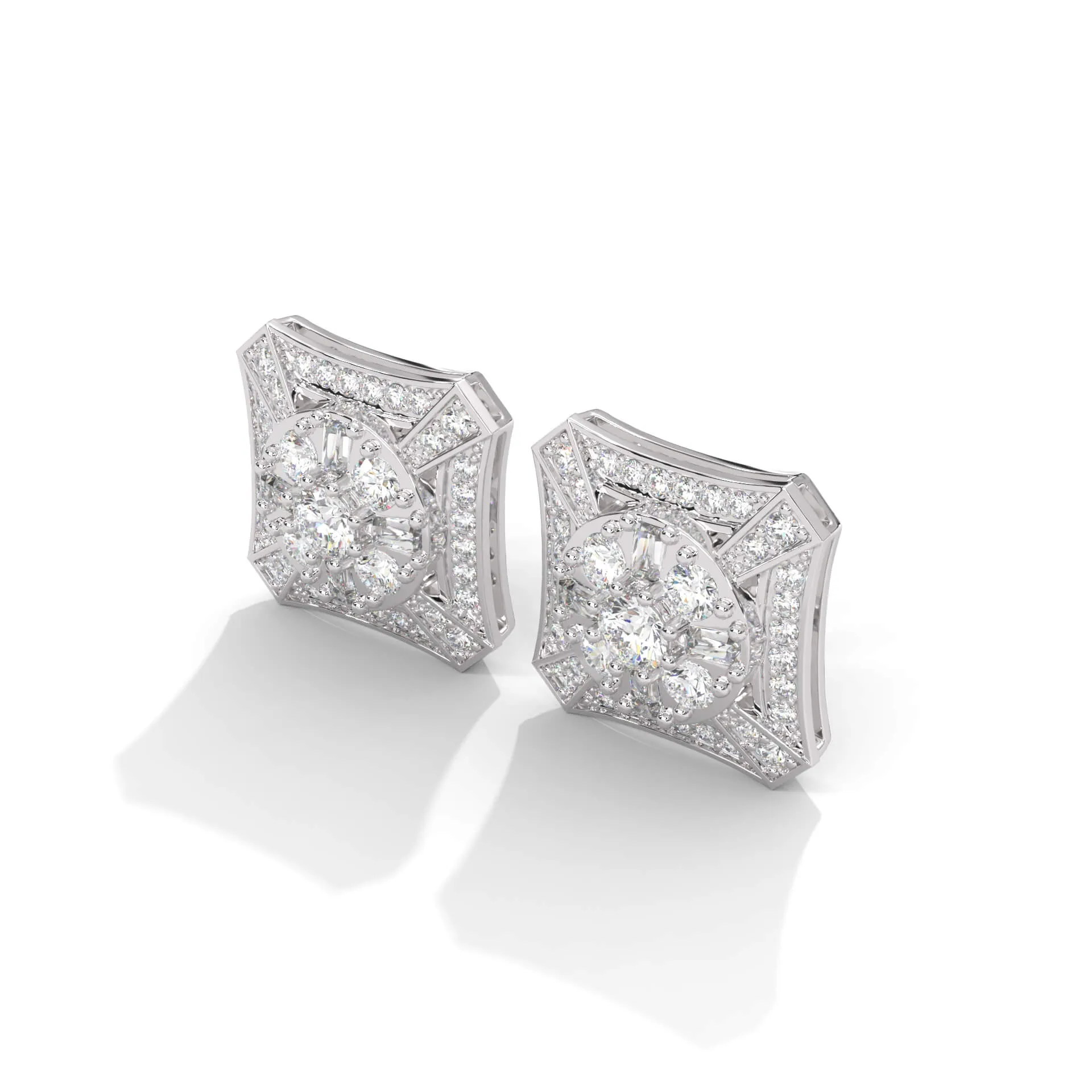 Natural Diamond Stud Earrings in 925 Sterling Silver