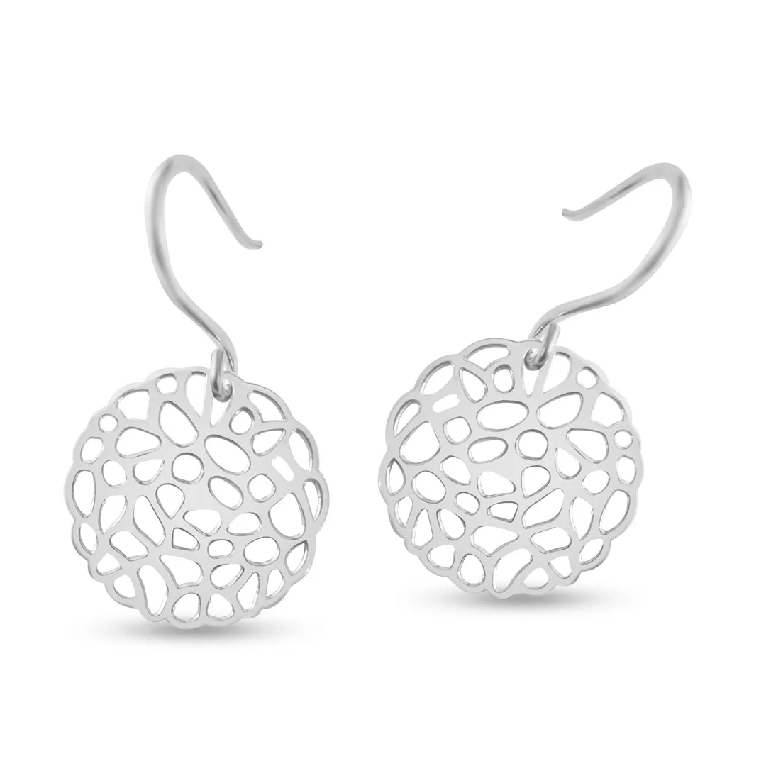 OLLUU Sterling Silver Circle Drop Earrings