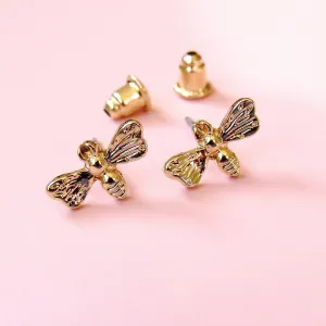(On Sale!) Tiny Gold Female Bee Earrings