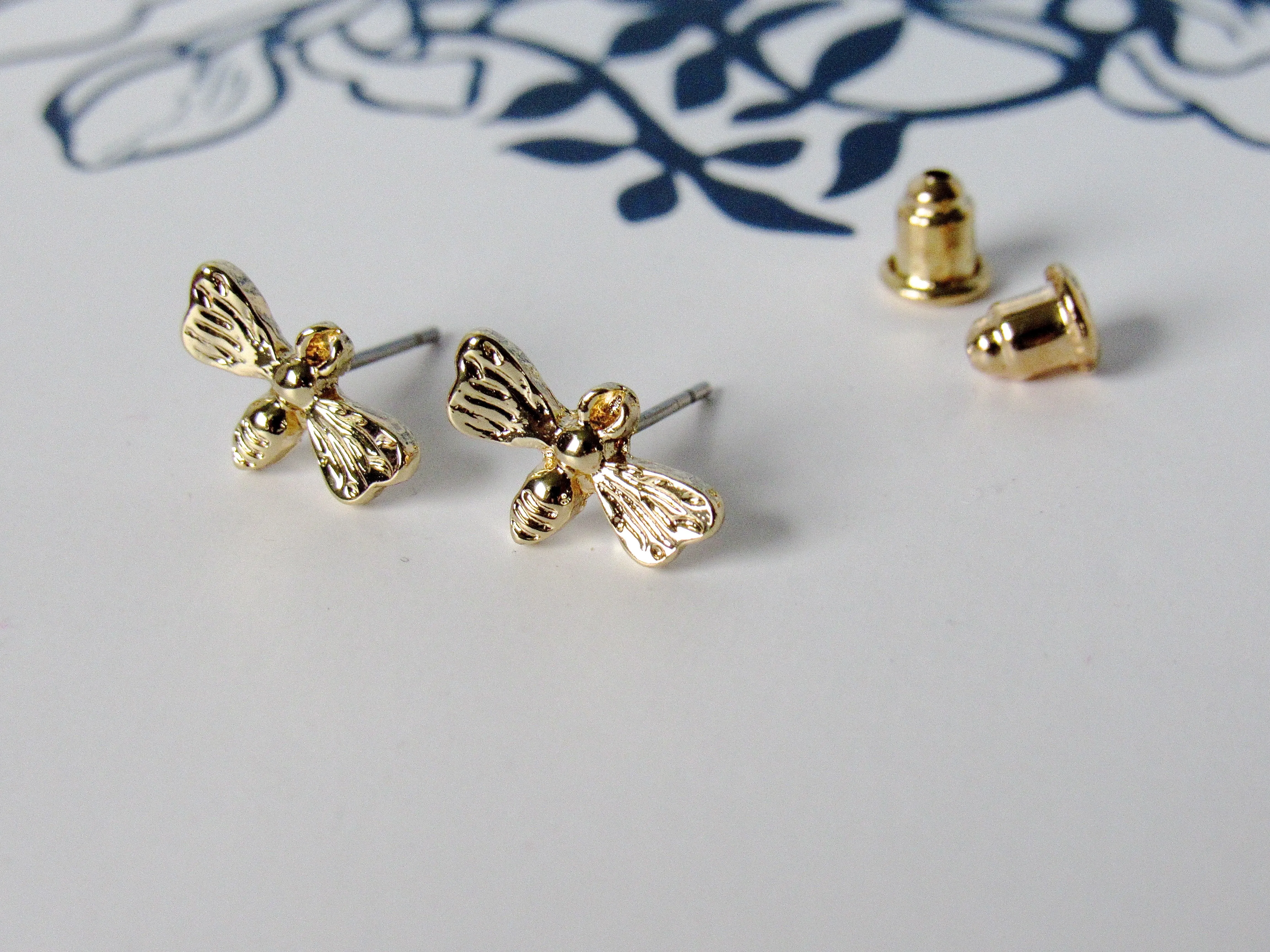 (On Sale!) Tiny Gold Female Bee Earrings