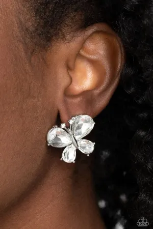 Paparazzi Earring ~ Winged Whimsy - White