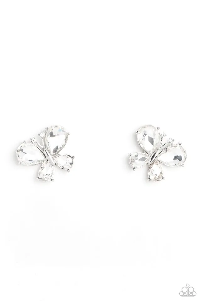Paparazzi Earring ~ Winged Whimsy - White
