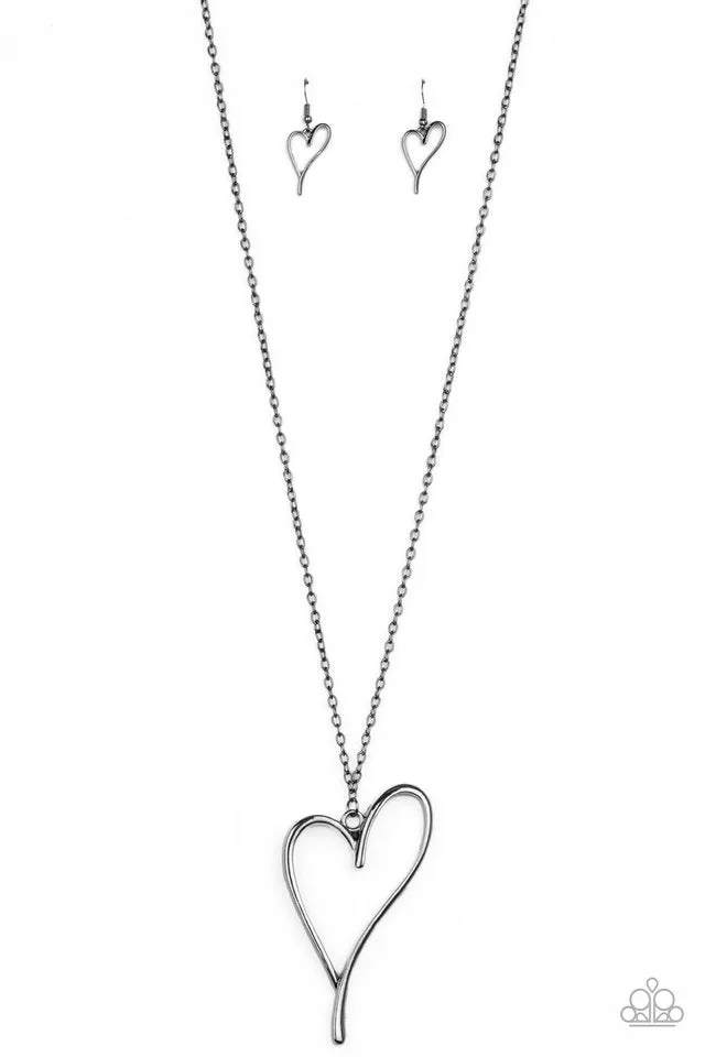 Paparazzi Necklace ~ HEARTS So Good - Black