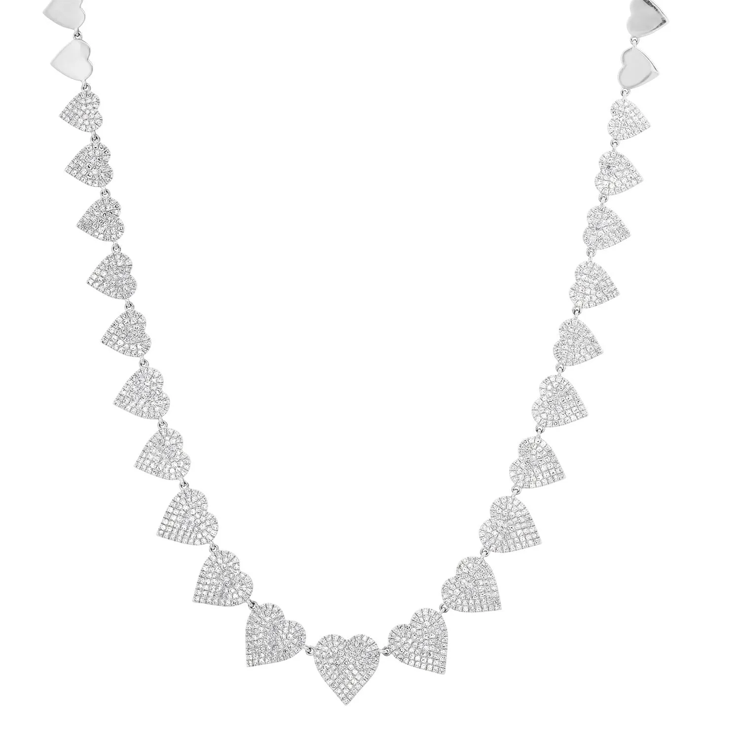 Pave Pieces of My Heart Graduated Diamond Tennis Necklace