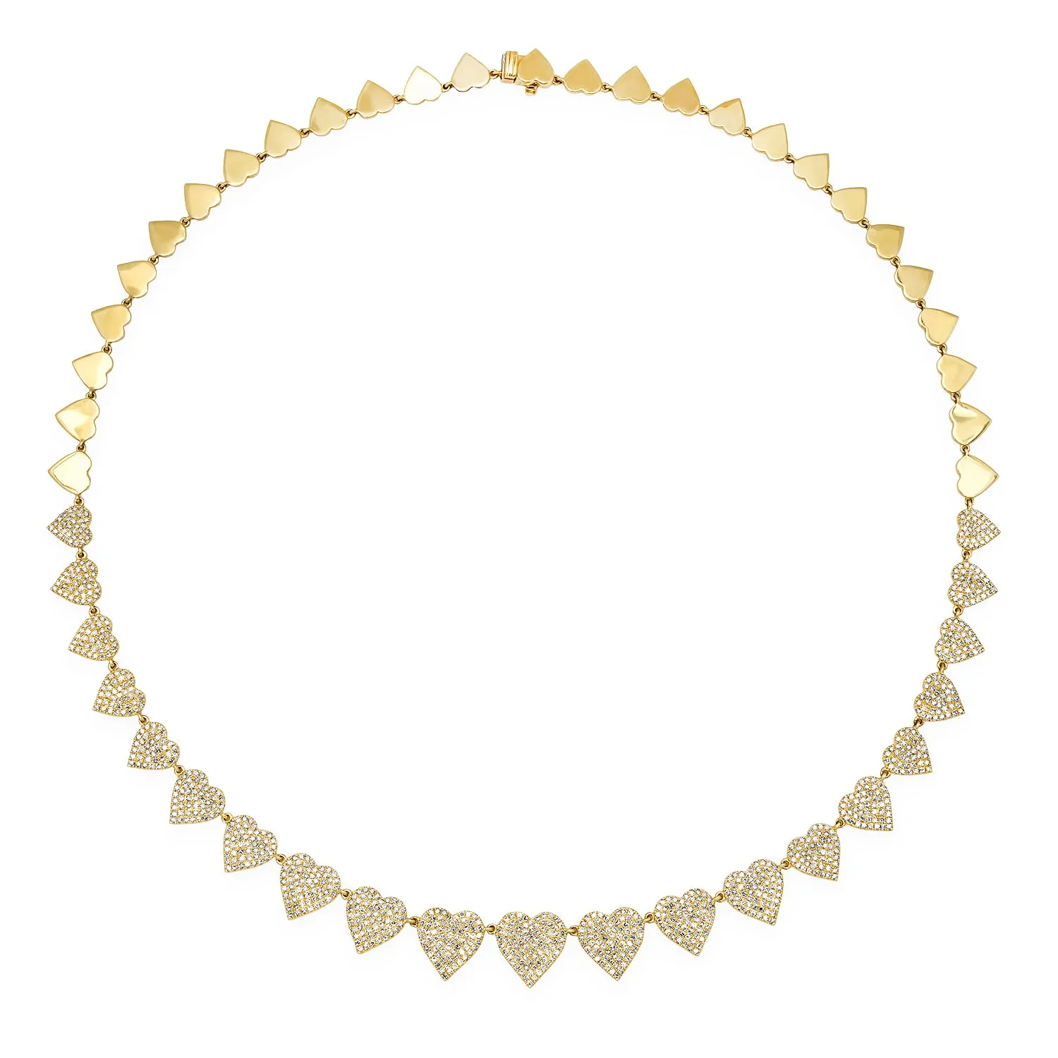 Pave Pieces of My Heart Graduated Diamond Tennis Necklace