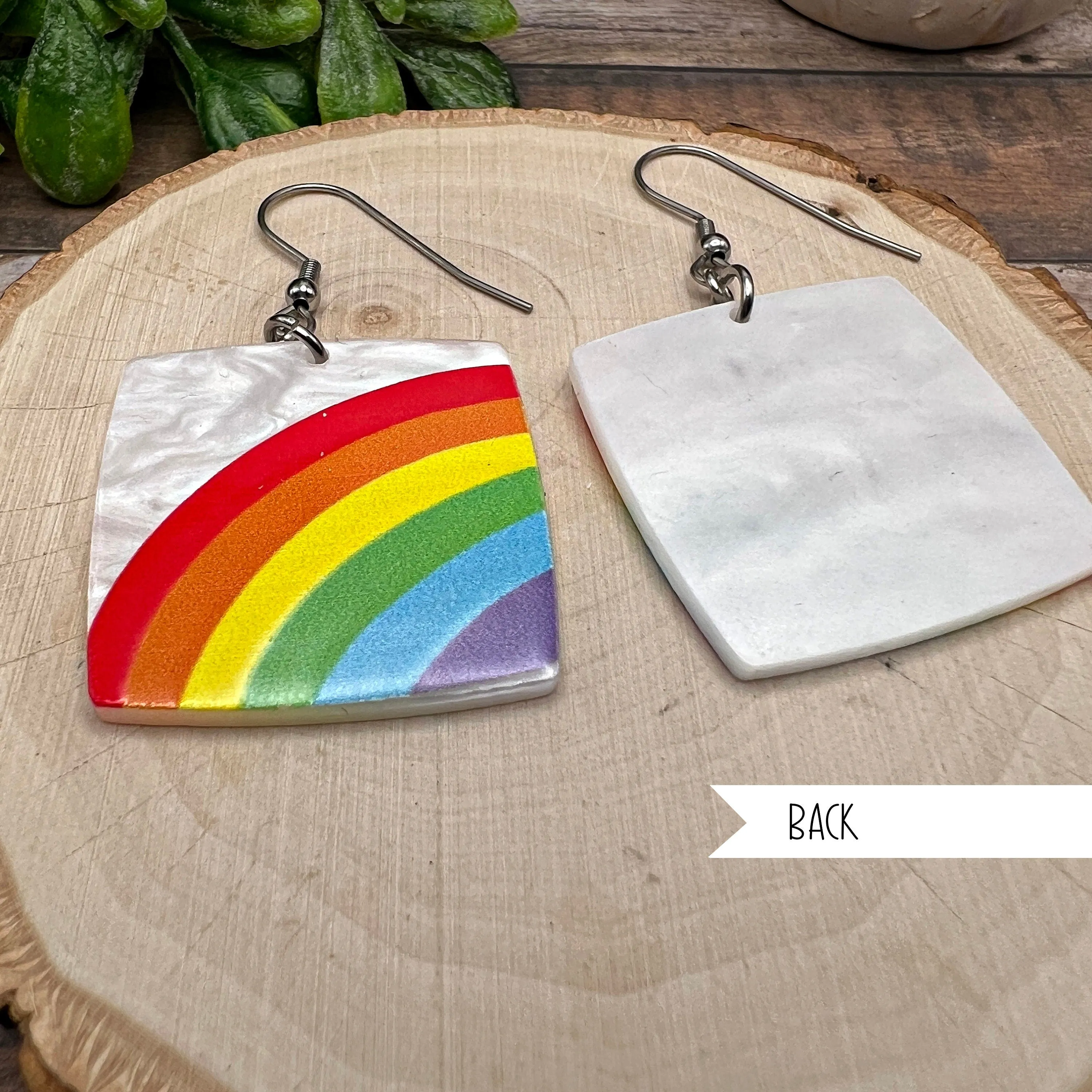 Pearl Acrylic Rainbow Pride, Stainless Steel  Earrings, Hypoallergenic Gift