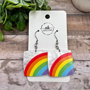 Pearl Acrylic Rainbow Pride, Stainless Steel  Earrings, Hypoallergenic Gift