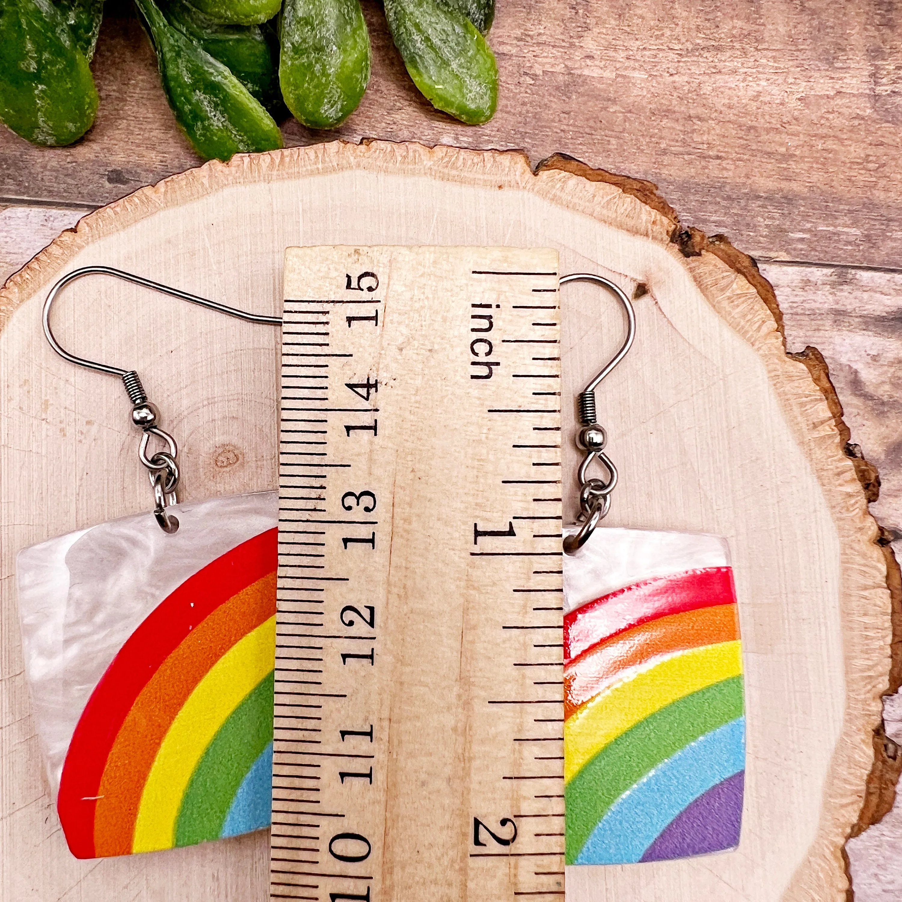 Pearl Acrylic Rainbow Pride, Stainless Steel  Earrings, Hypoallergenic Gift