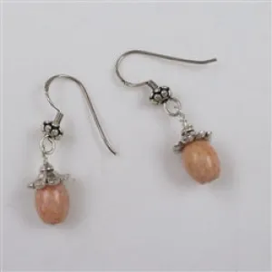 Pink Marble & Silver Earrings