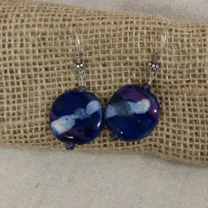 Purple & Cream Kazuri Earrings