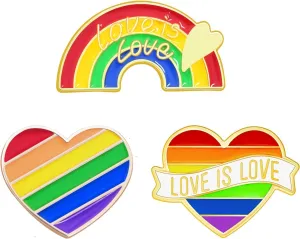 Rainbow Pride Pins LGBT Heart Enamel Pins Pride Gay Lesbian Trans Brooch Set