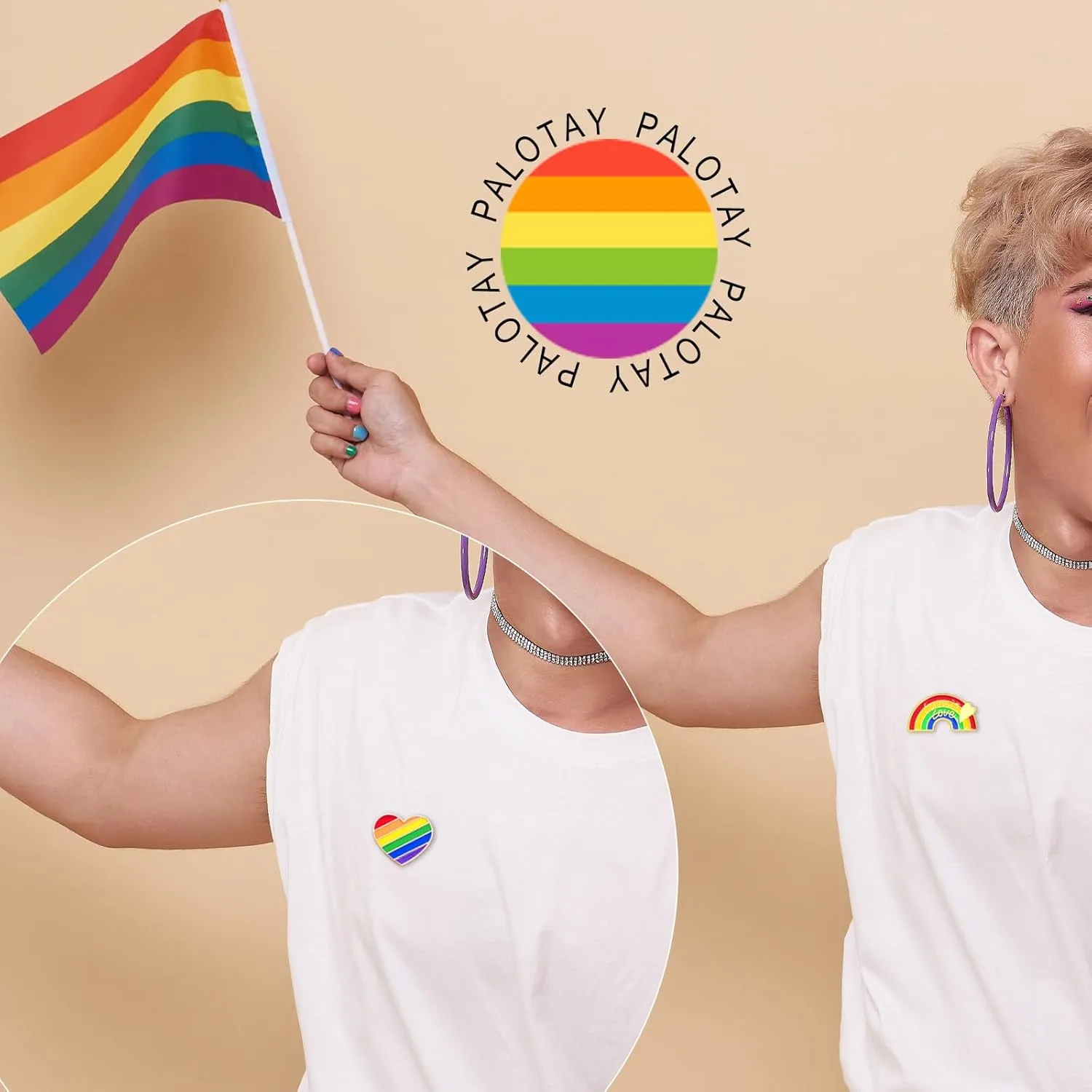 Rainbow Pride Pins LGBT Heart Enamel Pins Pride Gay Lesbian Trans Brooch Set