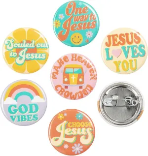 Religious Groovy Mini Buttons - 48 Pieces