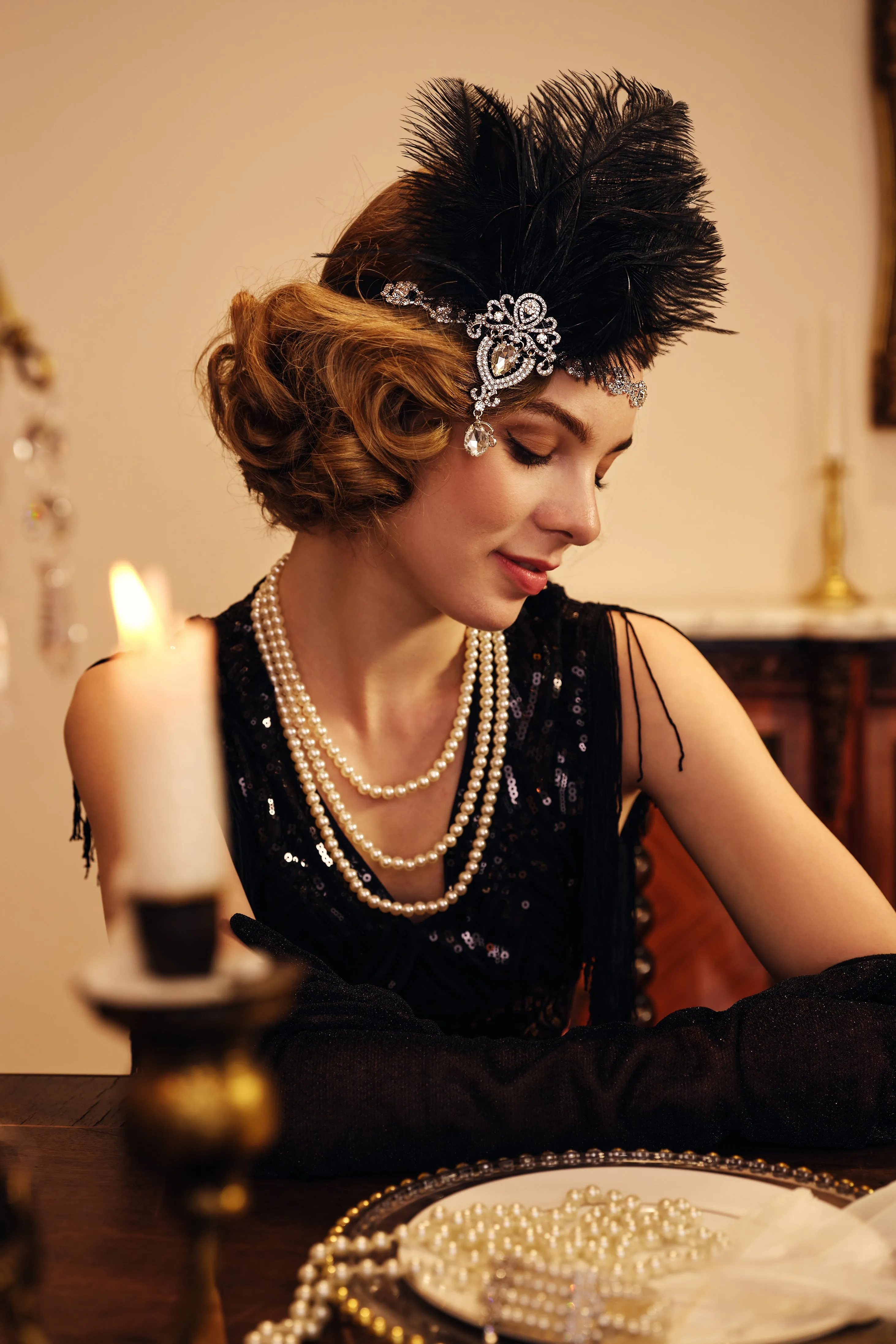 Retro Ostrich Feather Headband