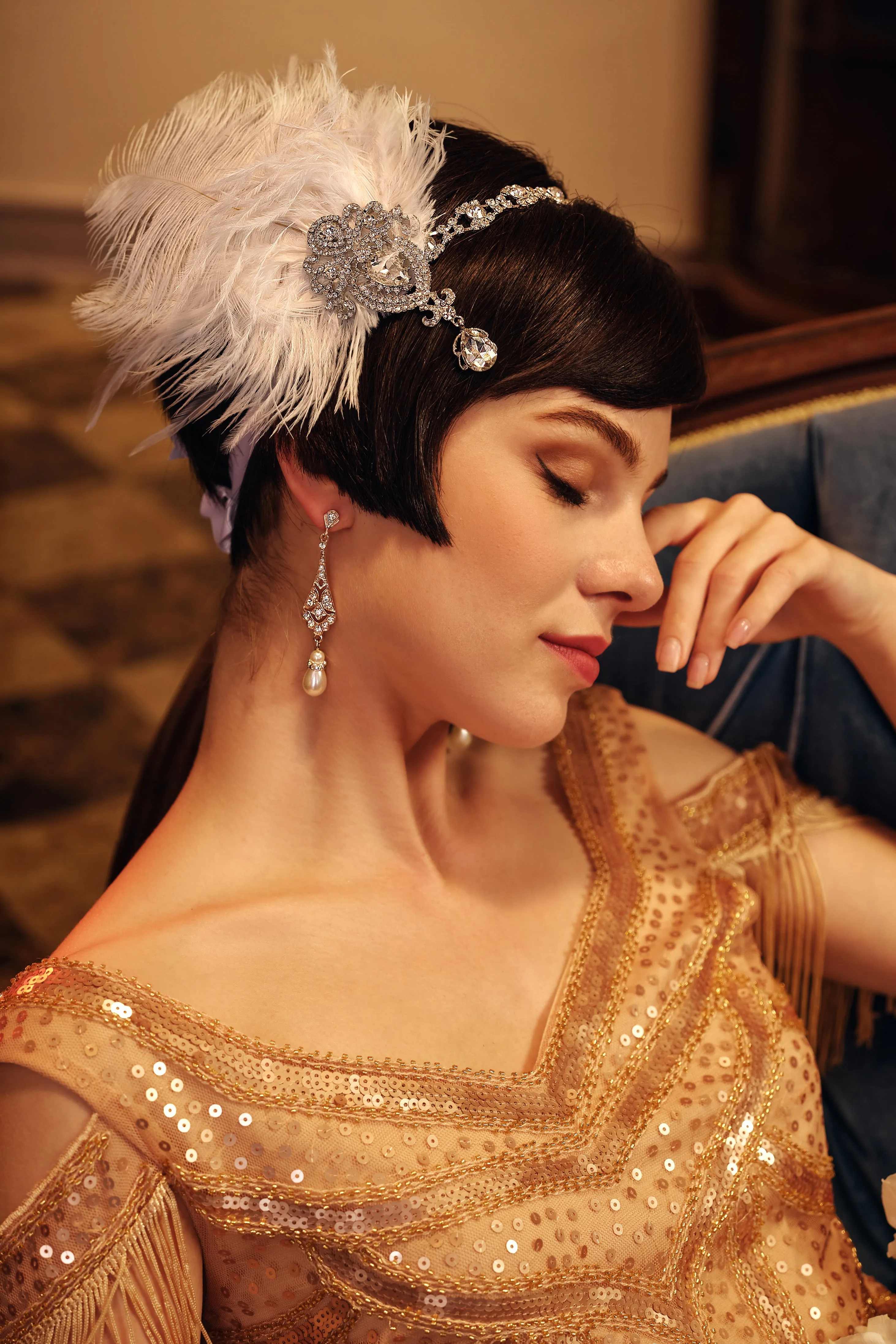 Retro Ostrich Feather Headband
