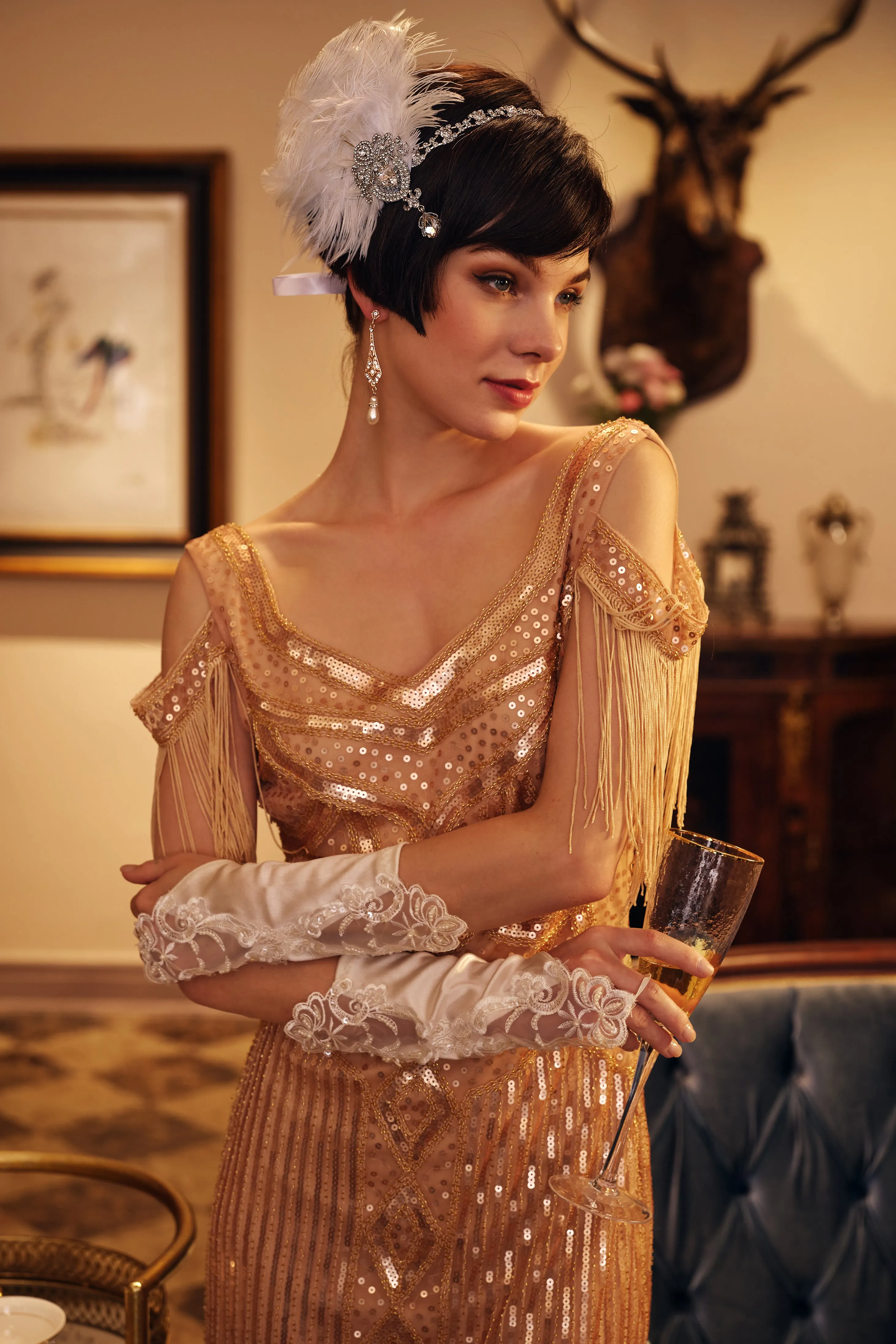 Retro Ostrich Feather Headband
