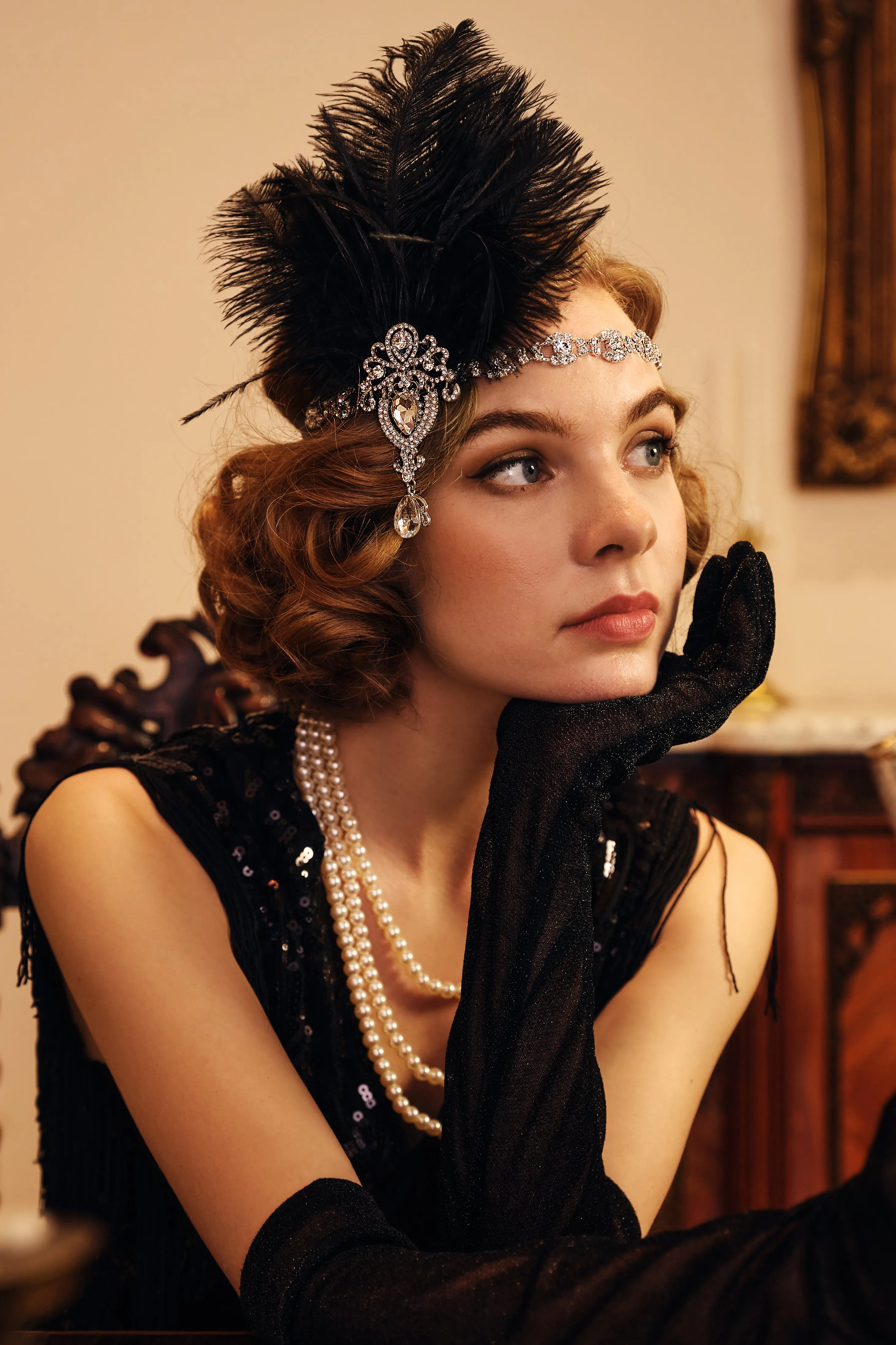 Retro Ostrich Feather Headband