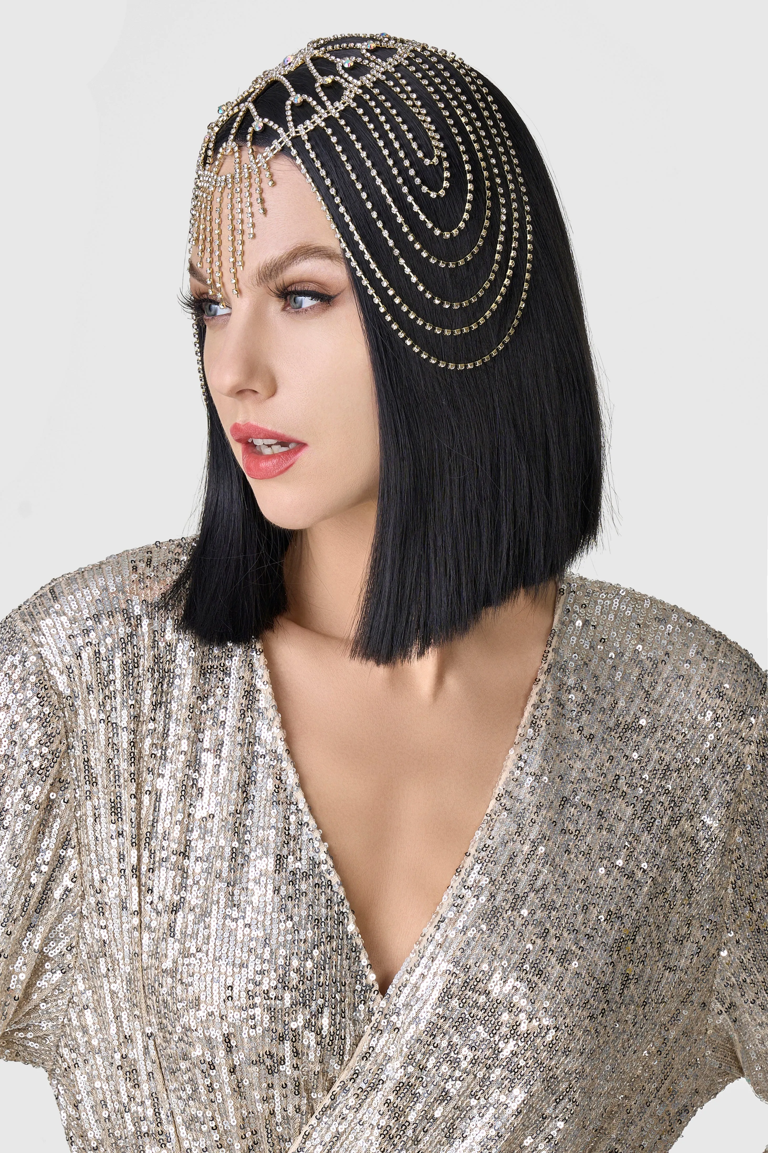 Rhinestone Chain Cage Headpiece